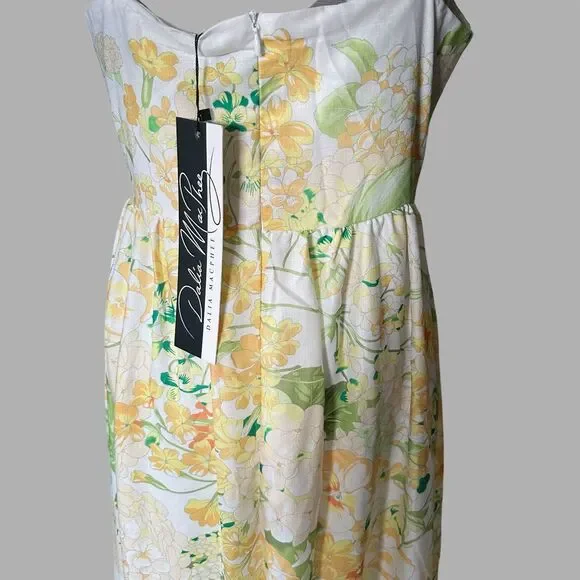 NWT - Dalia MacPhee Yellow and Green Floral Maxi Fit n Flare Sundress Size Large - Picture 3 of 12